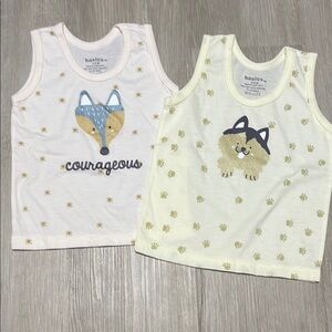Asics White and Cream Animal Print Tank Tops 3-6M